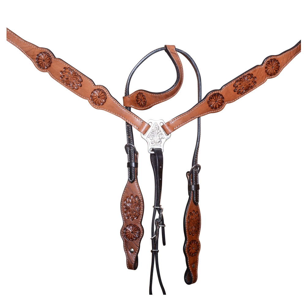 COMFYTACK Western Horse Headstall Breast Collar Tack Genuine American Leather