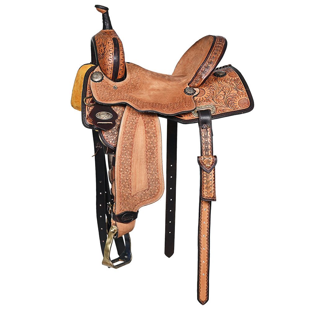 HILASON Western Horse Saddle American Leather Trail Barrel Brown
