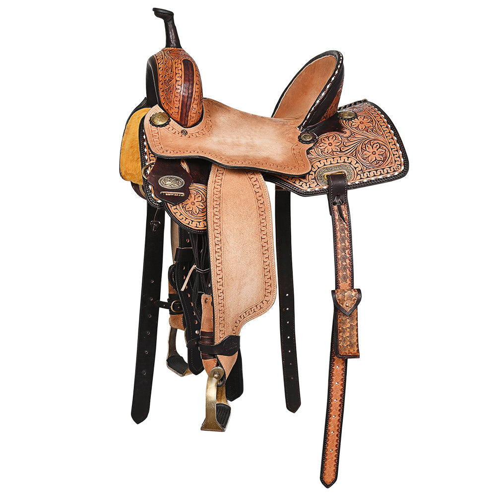 HILASON Western Horse Saddle American Leather Trail Barrel Brown