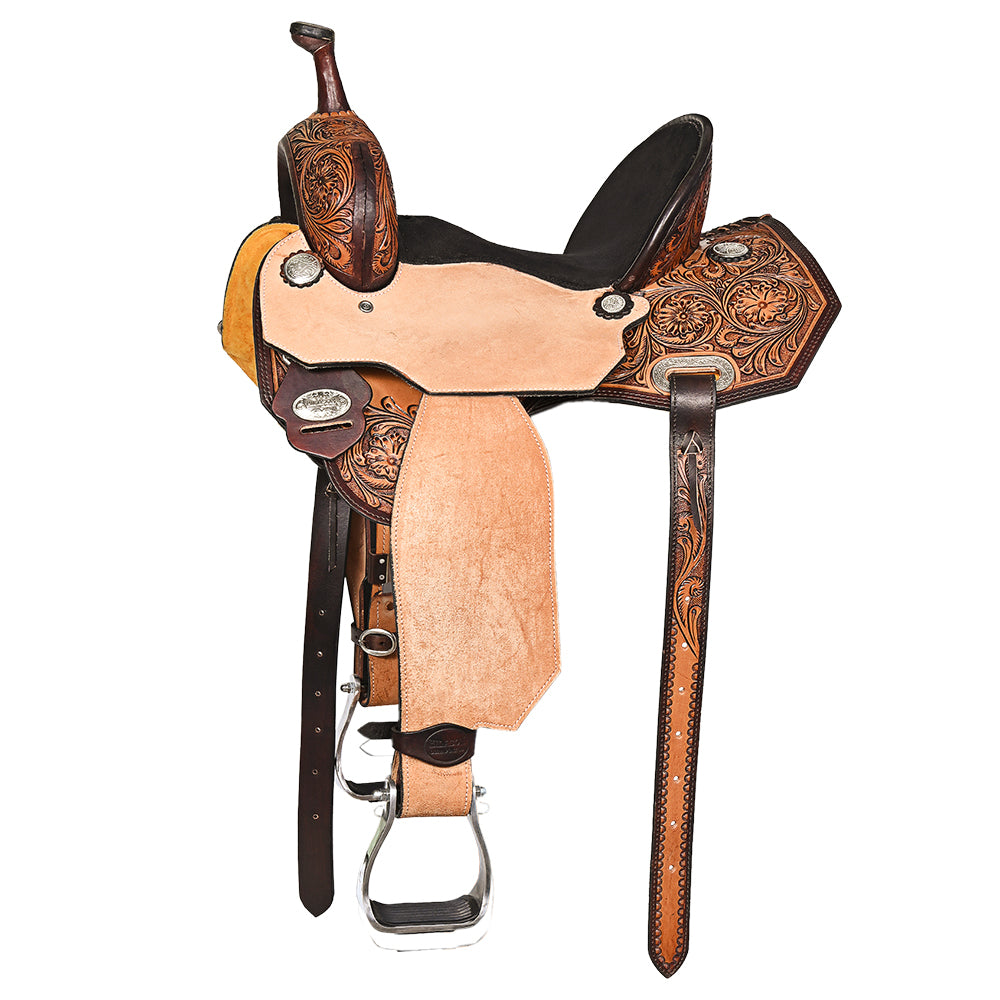 HILASON Western Horse Saddle American Leather Trail Barrel Brown