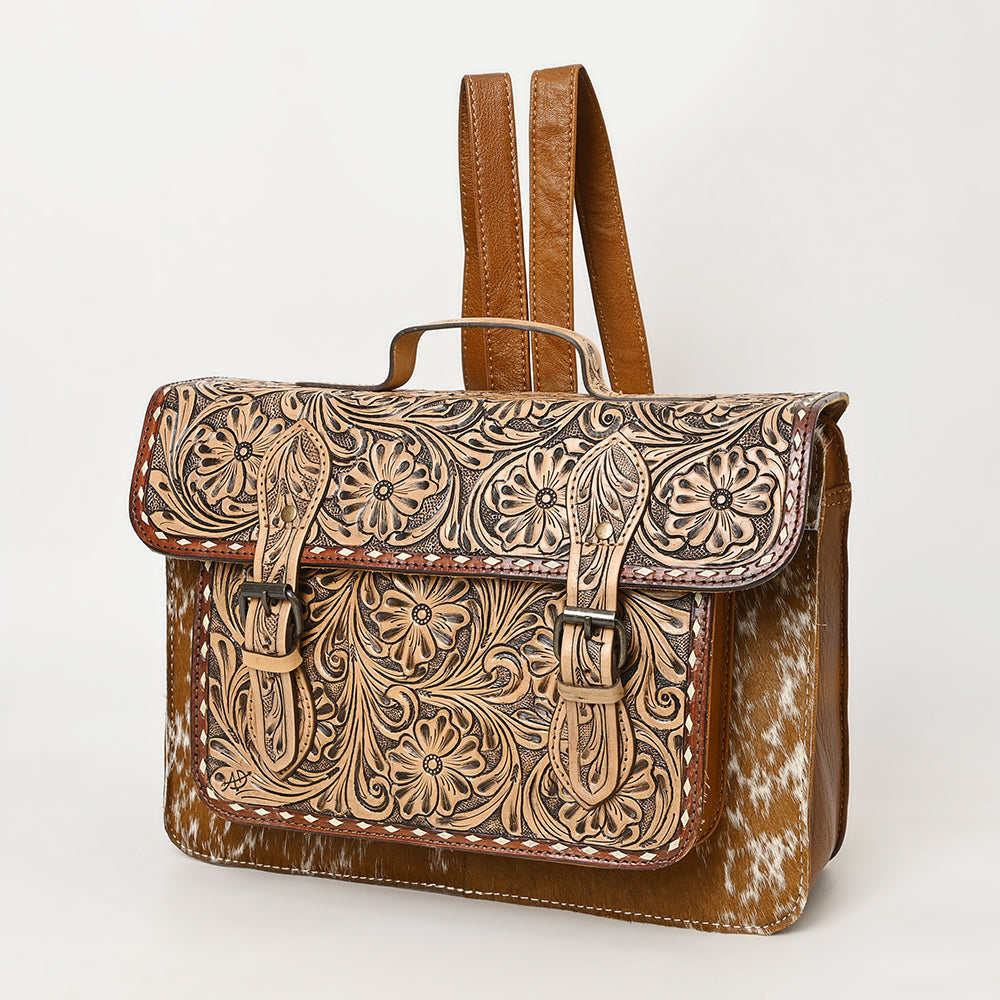 American Darling Women's Briefcase Bag Hand Tooled Hair-On Genuine Leather Handbag and Ladies Purse