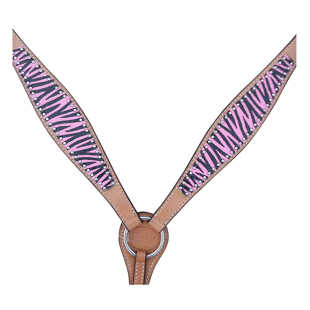 HILASON Western Horse Leather Headstall & Breast Collar Tack Set Zebra