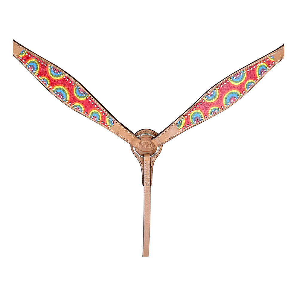 HILASON Western Horse Leather Headstall & Breast Collar Tack Set Rainbow
