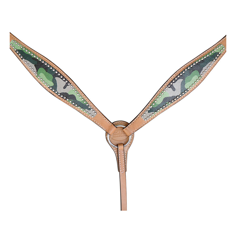 HILASON Western Horse Leather Headstall & Breast Collar Set Camo