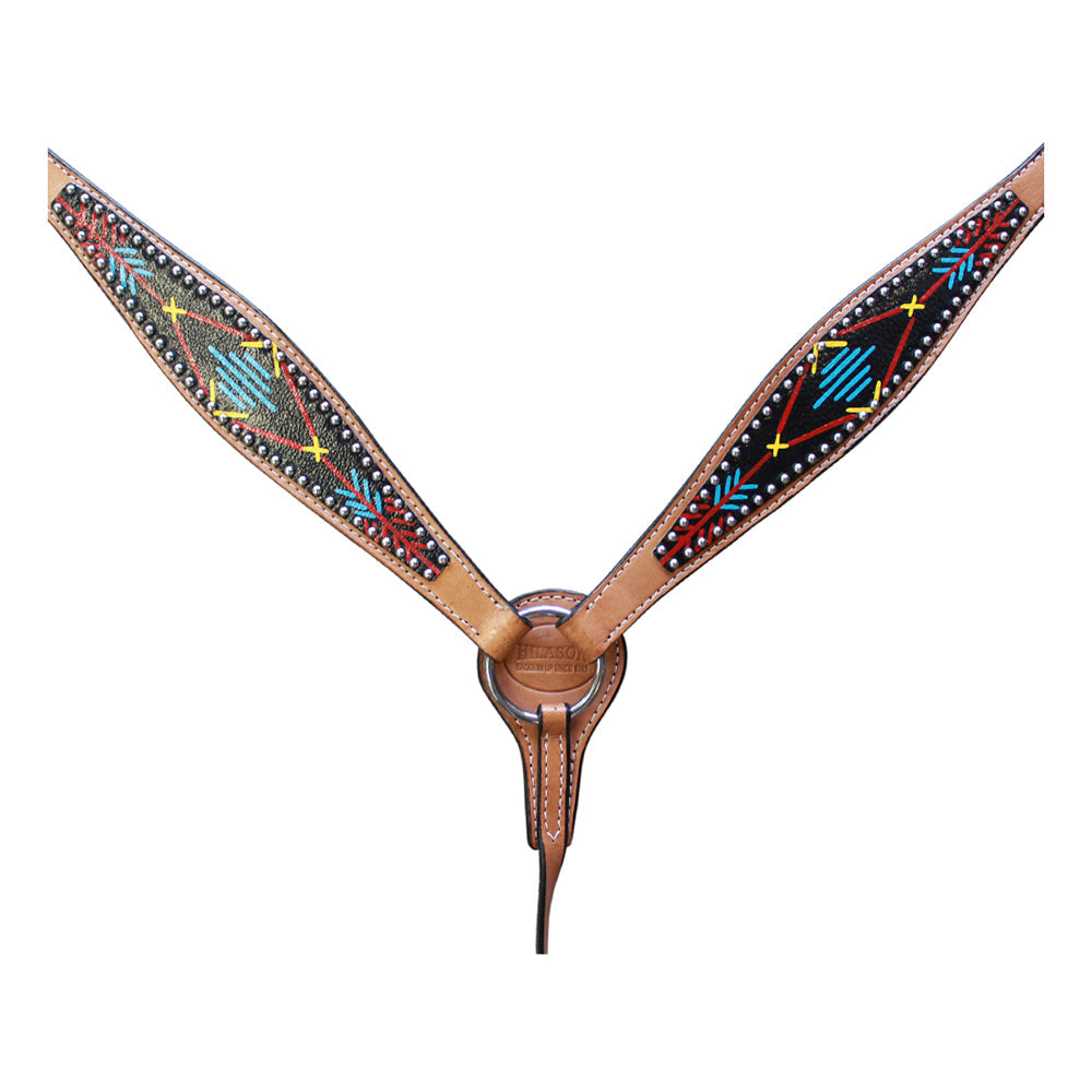 HILASON Western Horse Genuine Leather Headstall & Breast Collar Set Tan