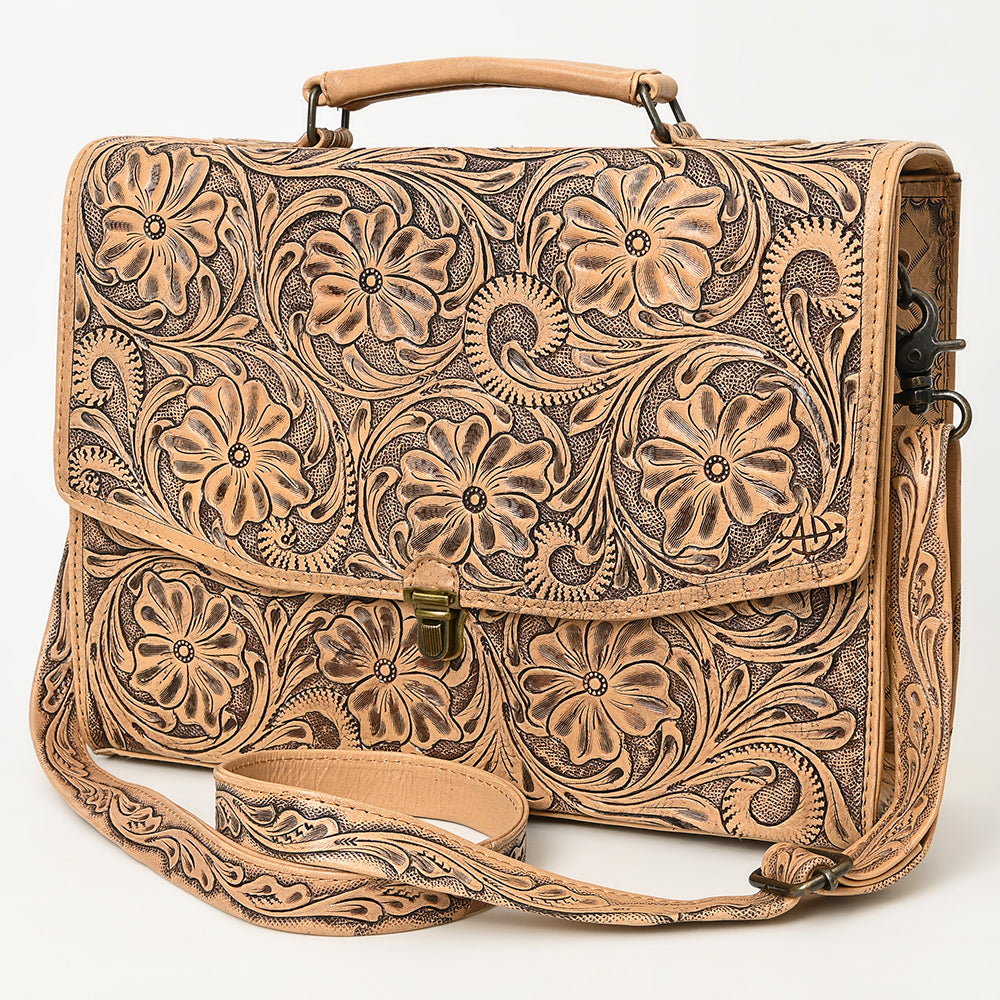 American Darling Briefcase Hand Tooled Genuine Leather Women's Bag Western Handbag | for Women