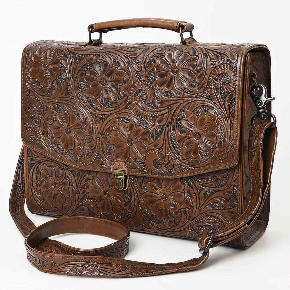 American Darling Briefcase Hand Tooled Genuine Leather Women's Bag Western Handbag | for Women