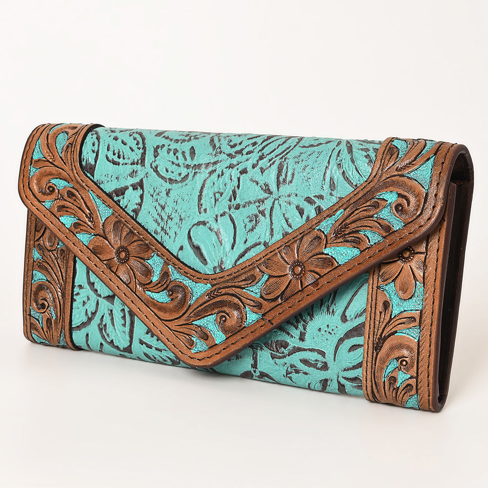 OHLAY WALLET Hand Tooled Embossed Genuine Leather women bag western handbag purse