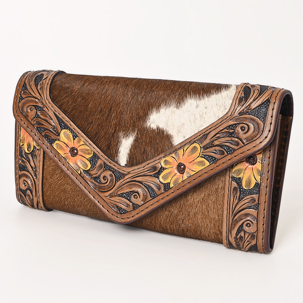 OHLAY Wallet Hand Tooled Hair-On Genuine Leather Women Bag Western Handbag Purse | Womens Handbags |Leather Belt for Summer
