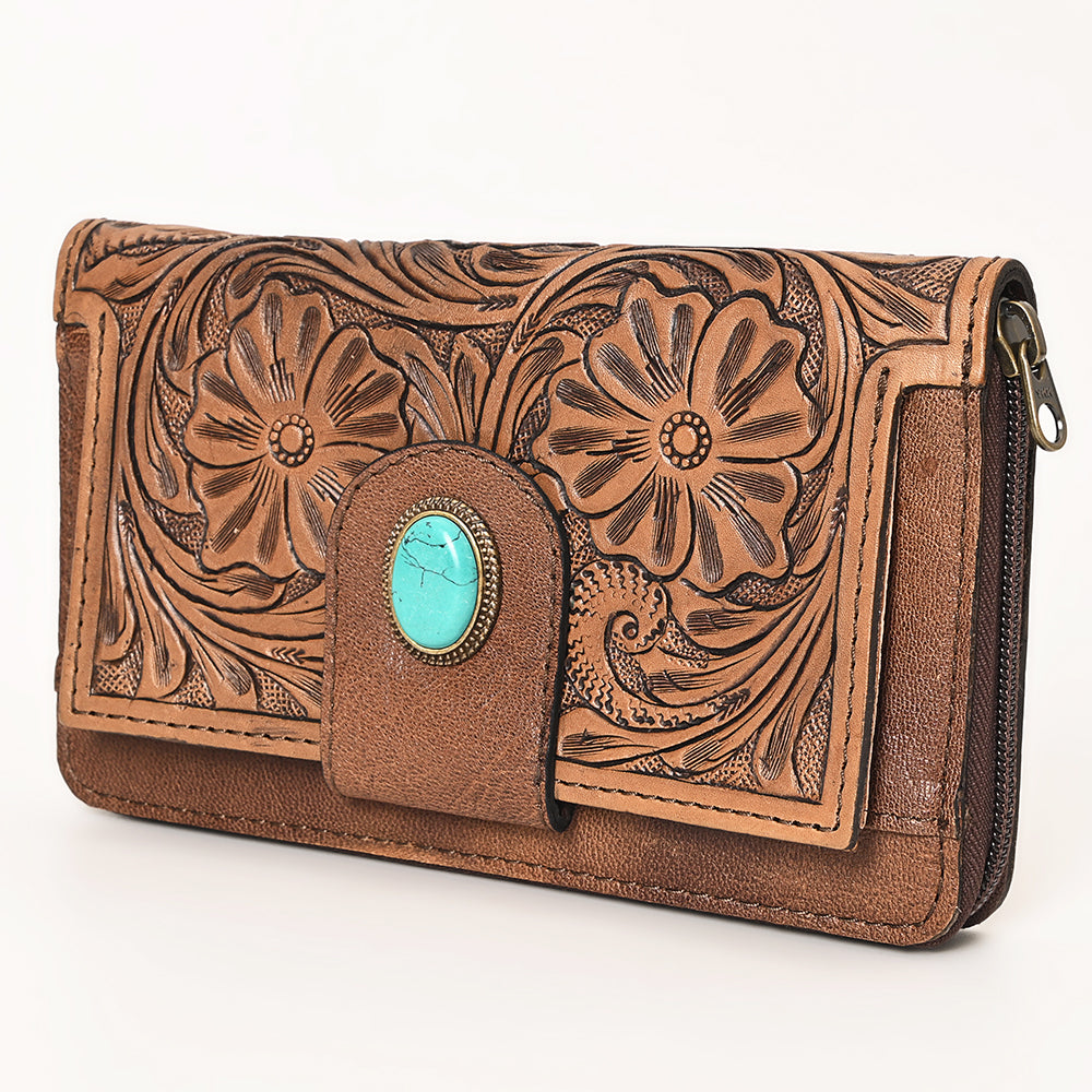 OHLAY Wallet Hand Tooled Genuine Leather Women Bag Western Handbag Purse | Womens Handbags |Leather Belt for Summer