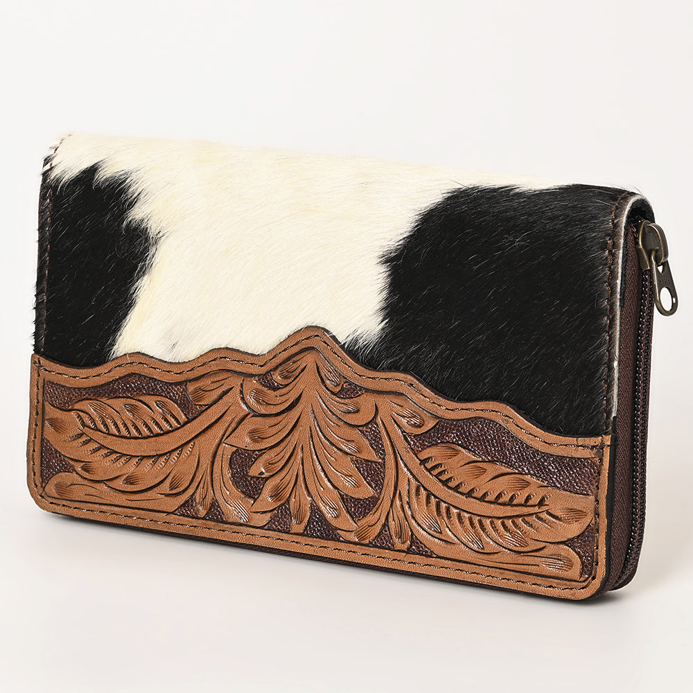 OHLAY WALLET Hand Tooled Hair-on Genuine Leather women bag western handbag purse