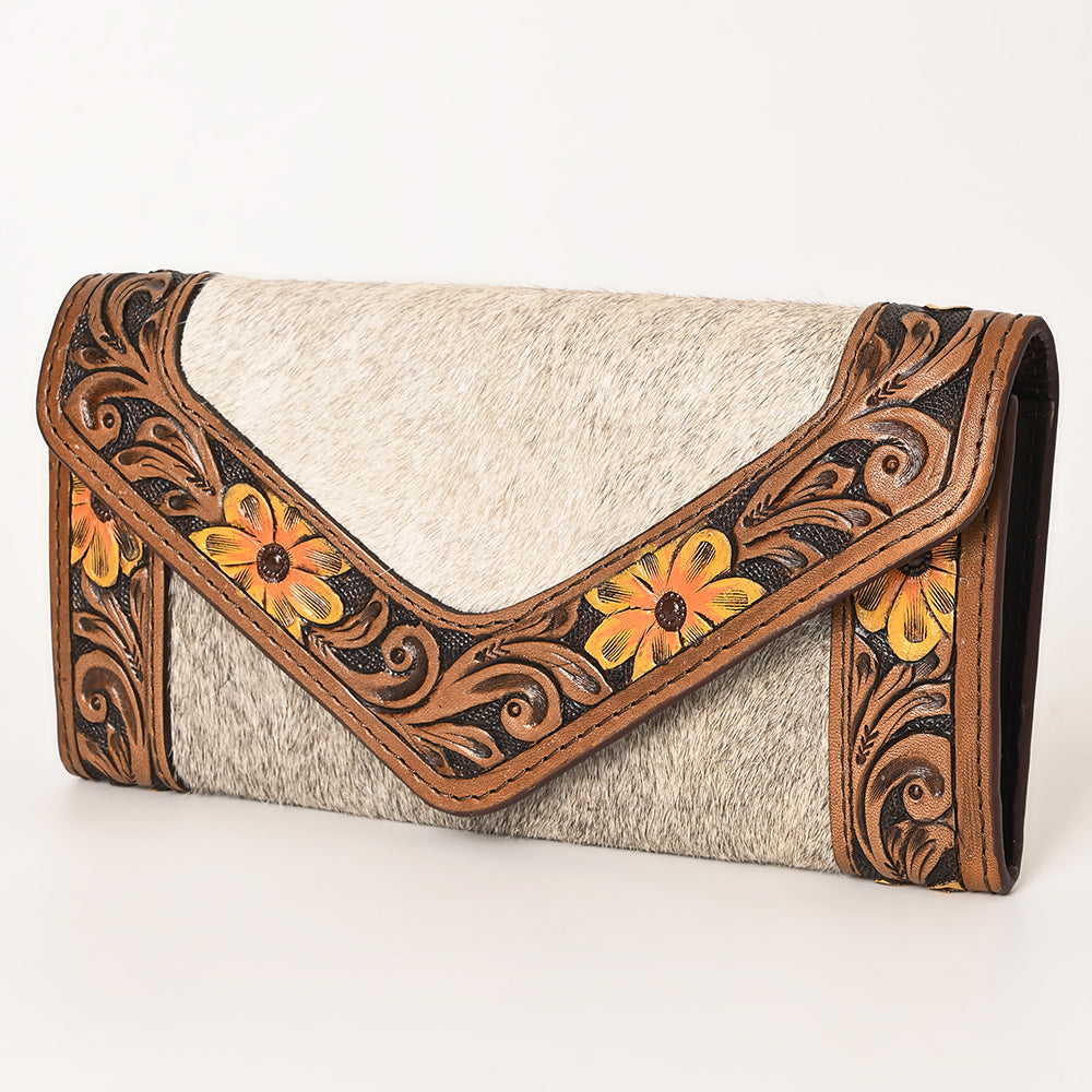 OHLAY Wallet Hand Tooled Hair-On Genuine Leather Women Bag Western Handbag Purse | Womens Handbags |Leather Belt for Summer
