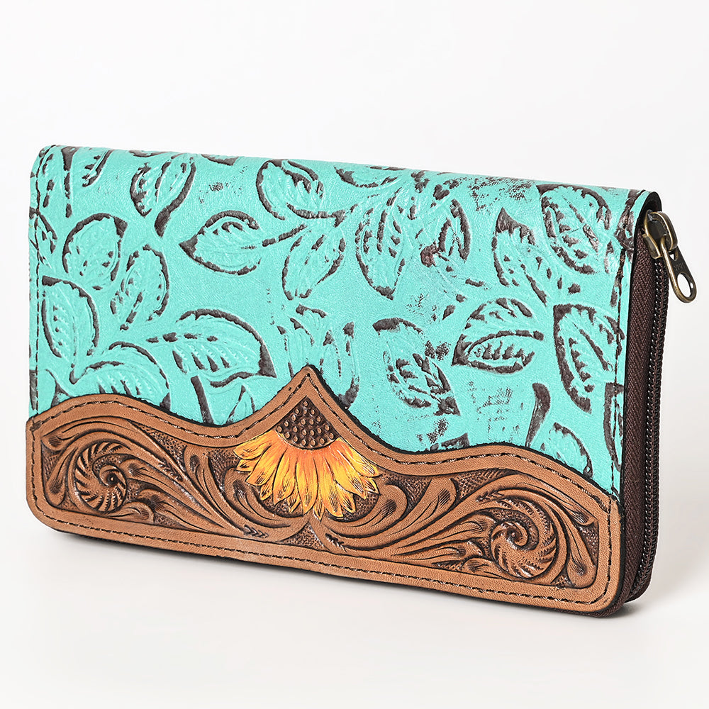 OHLAY Wallet Hand Tooled Embossed Genuine Leather Women Bag Western Handbag Purse | Womens Handbags |Leather Belt for Summer