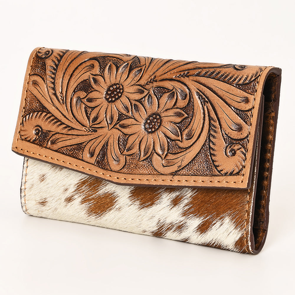 OHLAY WALLET Hand Tooled Hair-on Genuine Leather women bag western handbag purse