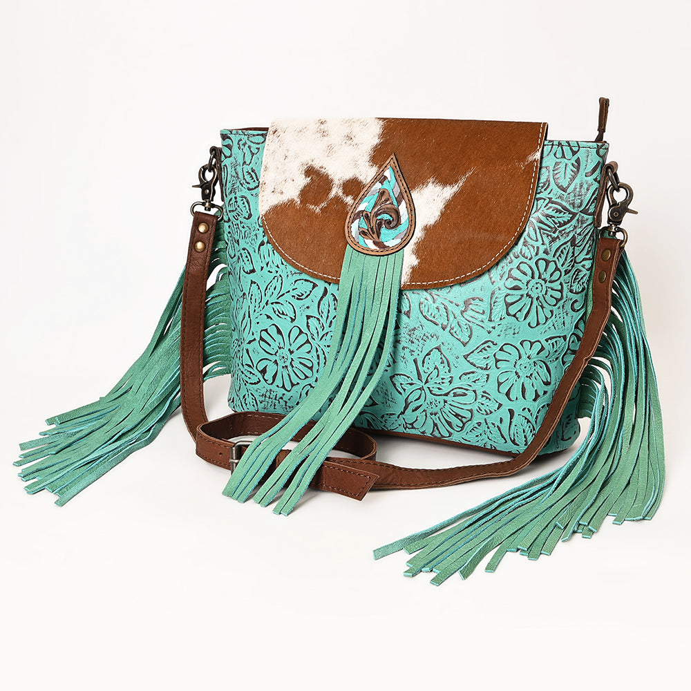 Ohlay Bags OHG168 Cross Body I Hand Tooled Embossed Hair-On Genuine Leather Women Bag Western Handbag Purse