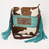 OHLAY Large Crossbody Hand Tooled Embossed Hair-On Genuine Leather Women Bag Western Handbag Purse | Womens Handbags Belt for Summer