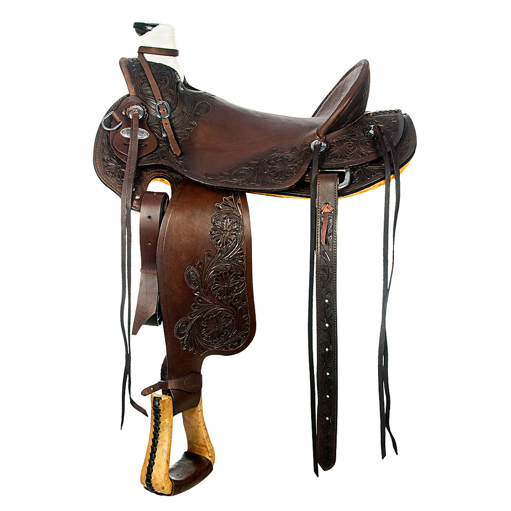 HILASON Western Horse Wade Saddle American Leather Ranch Roping Dark Brown | Hand Tooled & For Horses