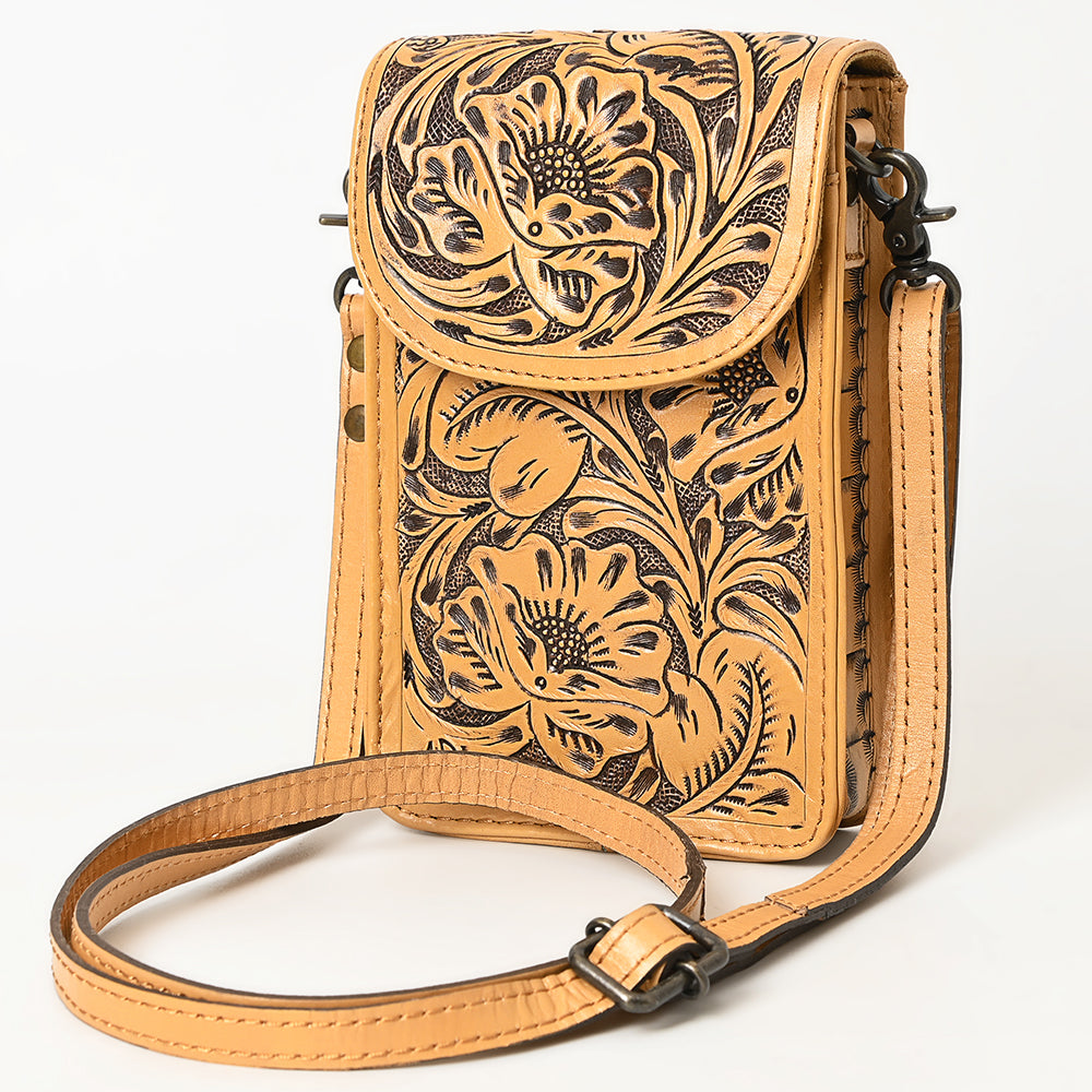 American Darling Cell Phone Holder Hand Tooled Genuine Leather Western Women Bag Purse | Case