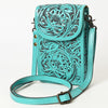 American Darling Hand Tooled Leather Cell Phone Holder – Genuine Leather Western Crossbody with Adjustable Strap