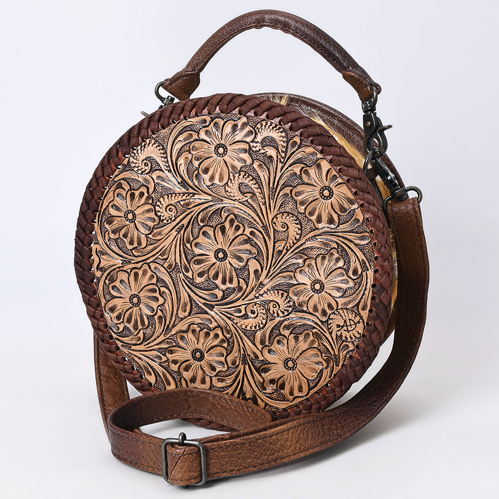 American Darling Women's Canteen Hand-Tooled Genuine Leather Handbag and Ladies Purse