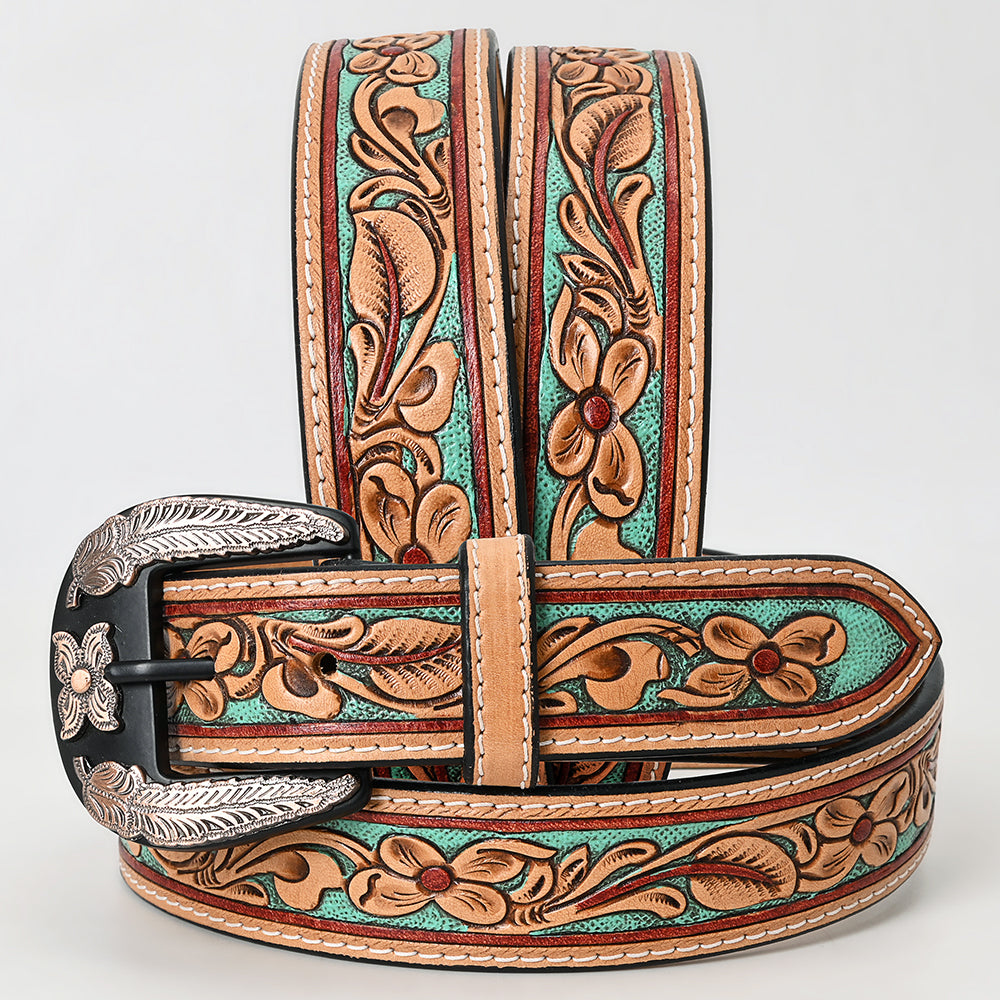 American Darling Beautifully Hand Tooled Brown Genuine Leather Apparel Belt Men and Women