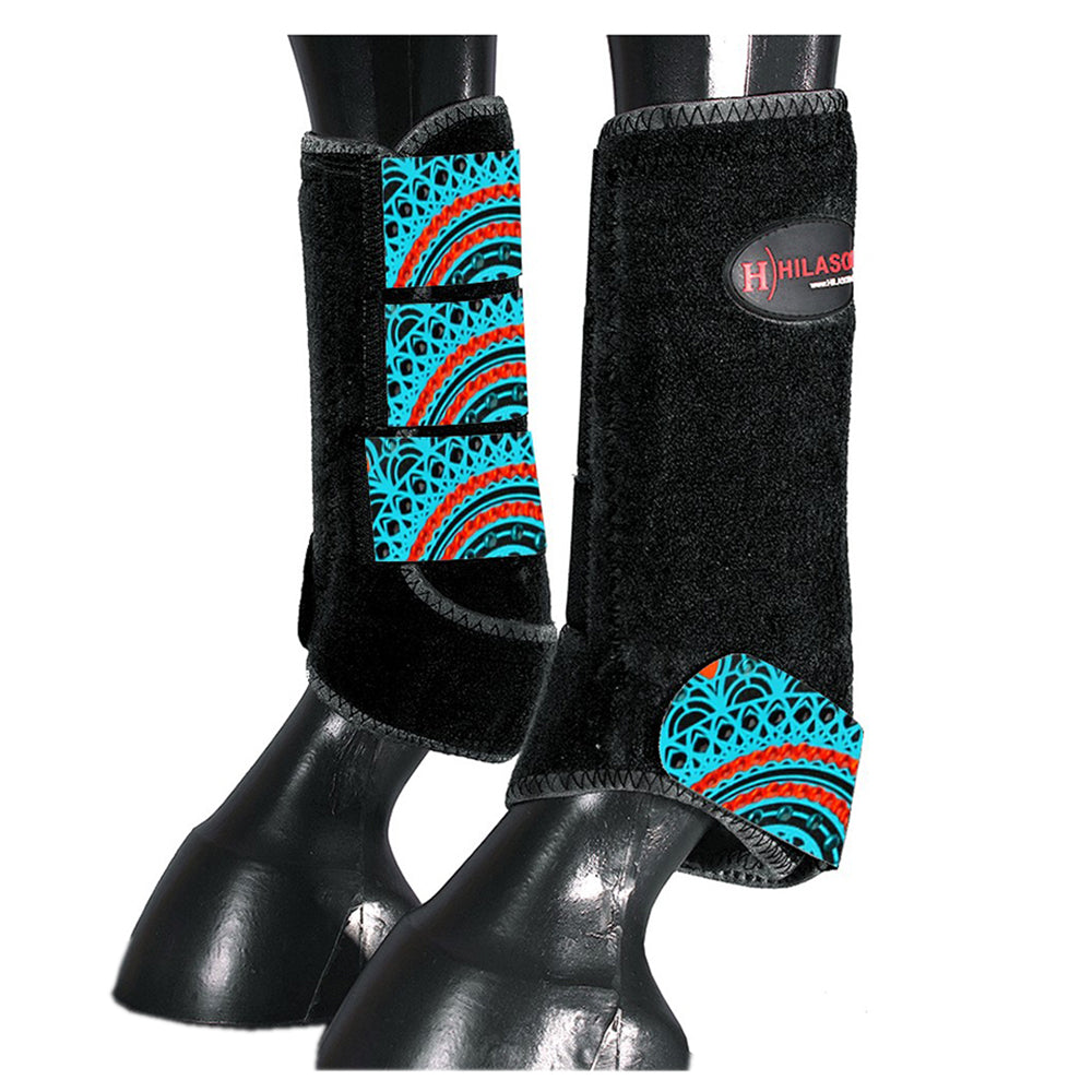 HILASON L M S Horse Rear Hind Leg Sport Boots Printed