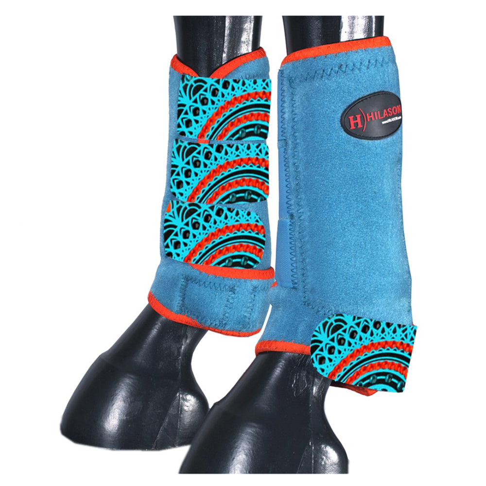 HILASON L M S Horse Rear Hind Leg Sport Boots Printed