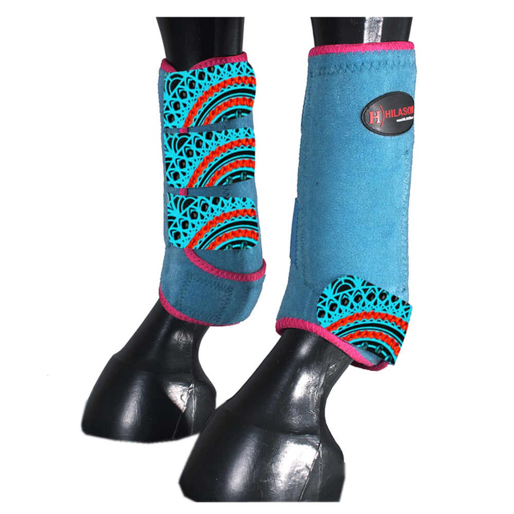 HILASON L M S Horse Rear Hind Leg Sport Boots Printed Hind Rear Leg Boots