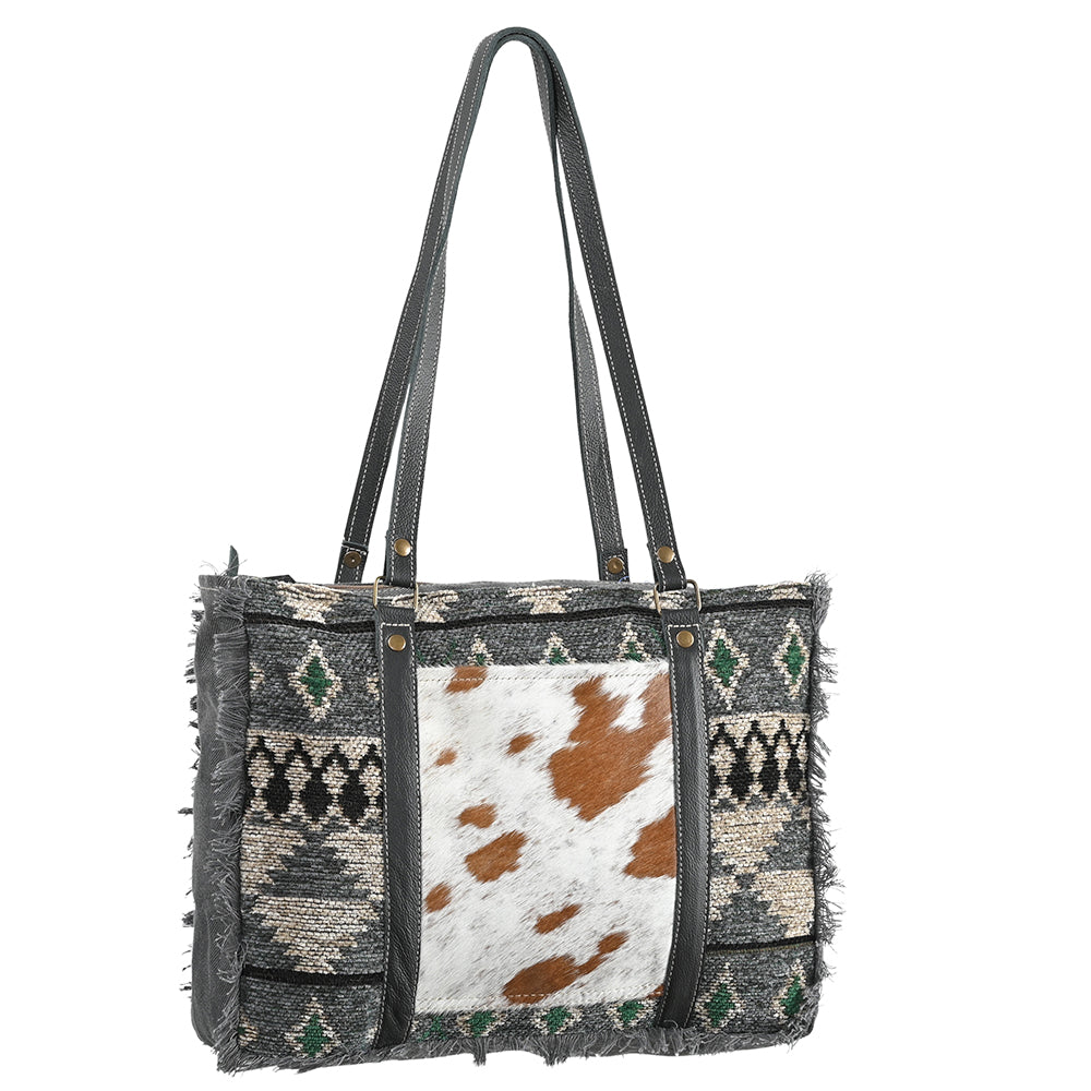 OHLAY OHV265 TOTE Upcycled Wool Canvas Hair-on Genuine Leather women bag western handbag purse