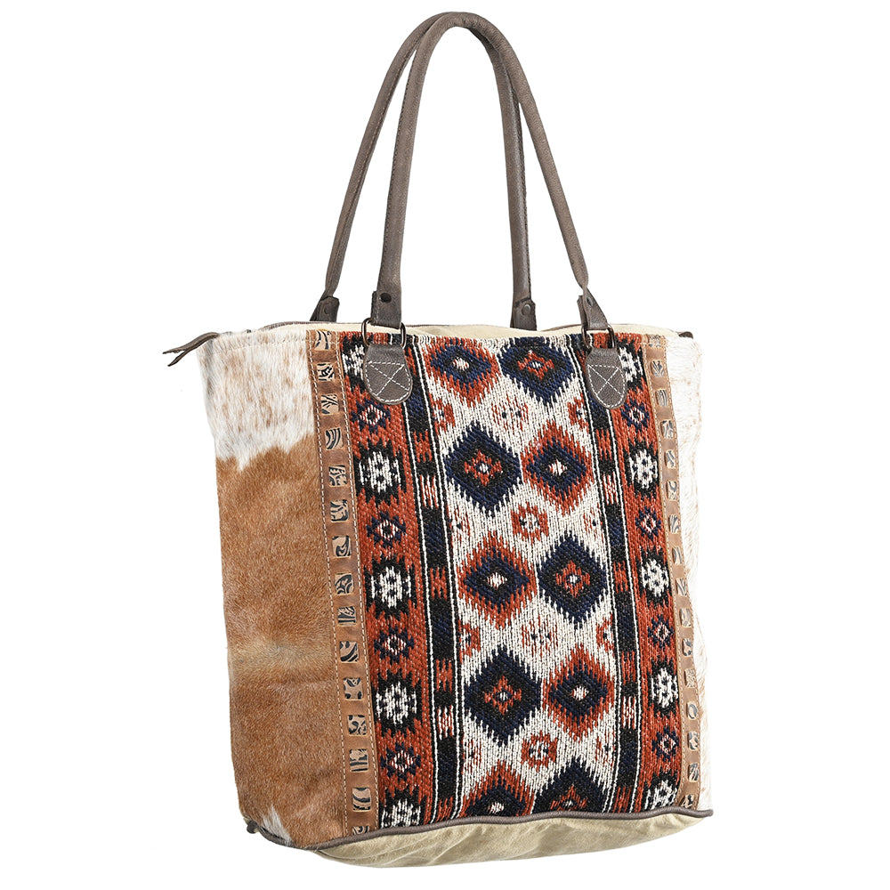 OHLAY OHV268 TOTE Upcycled Wool Canvas Embossed Hair-on Genuine Leather women bag western handbag purse