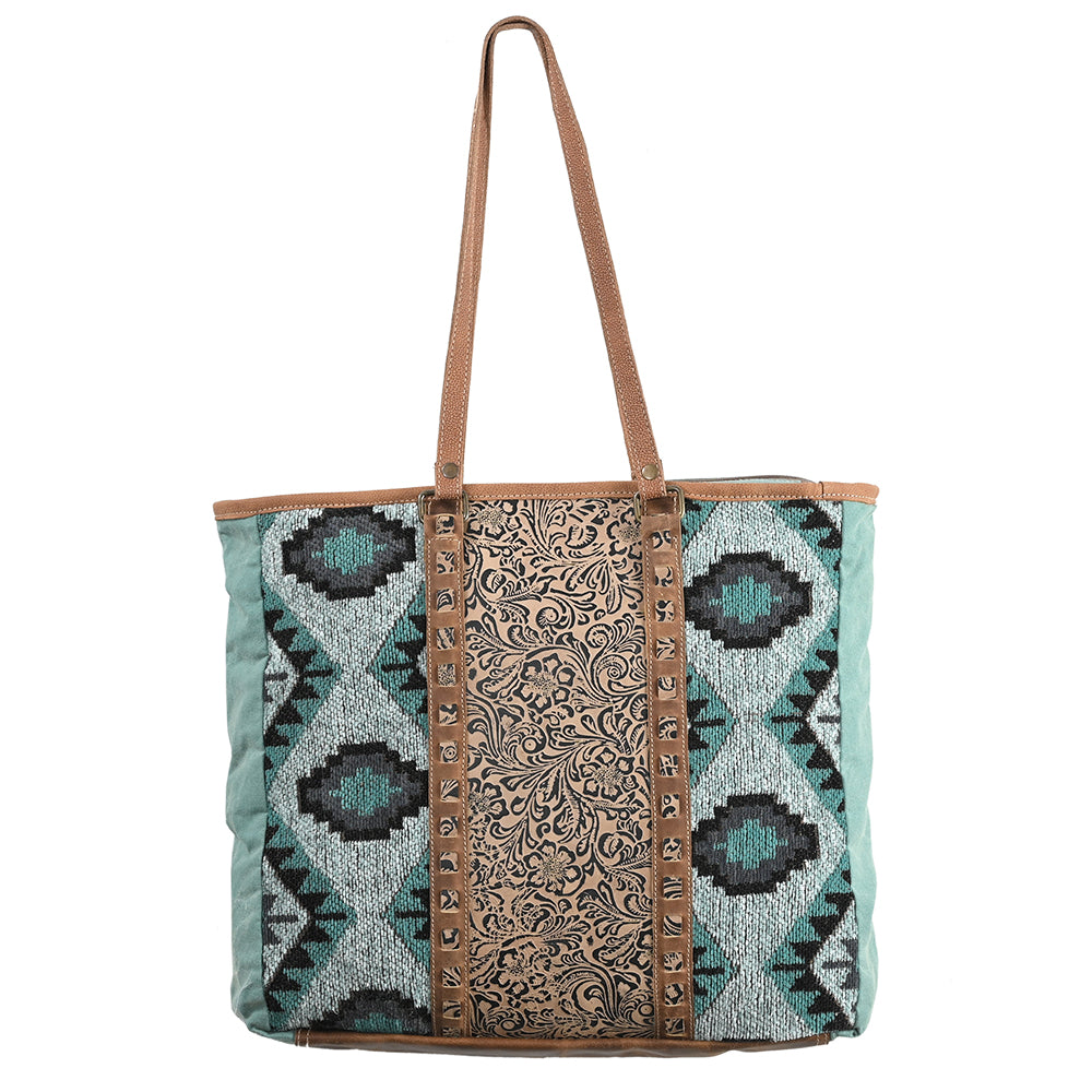 OHLAY OHV271 TOTE Upcycled Wool Canvas Embossed Genuine Leather women bag western handbag purse