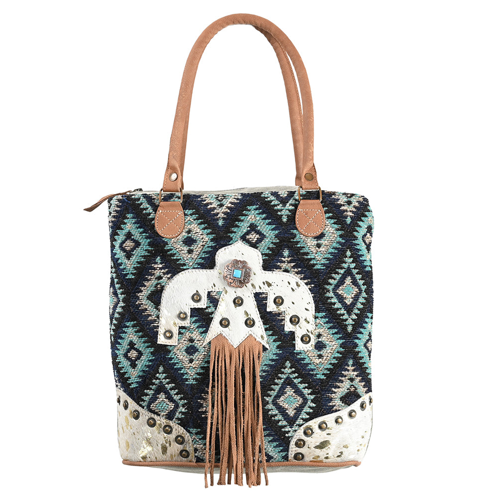 OHLAY OHV278 TOTE Upcycled Wool Canvas Hair-on Genuine Leather women bag western handbag purse