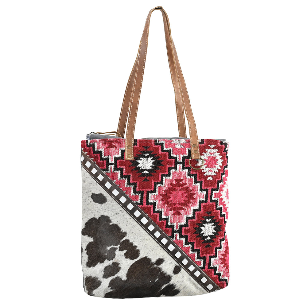 OHLAY OHV292 TOTE Upcycled Wool Canvas Hair-on Genuine Leather women bag western handbag purse