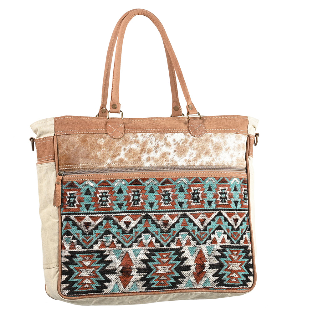 OHLAY Weekender Upcycled Wool Canvas Hair-On Genuine Leather Women Bag Western Handbag Purse Womens Handbags Belt for Summer