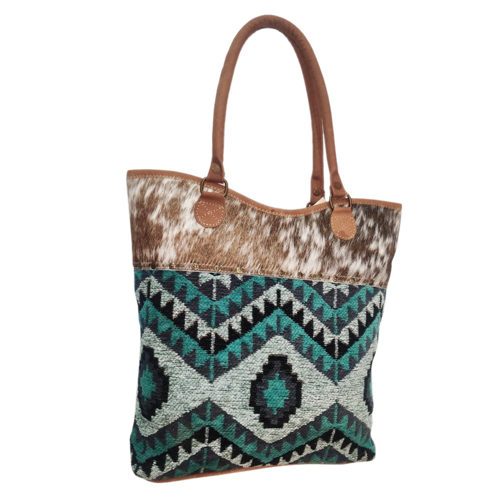 OHLAY OHV299 TOTE Upcycled Wool Canvas Hair-on Genuine Leather women bag western handbag purse