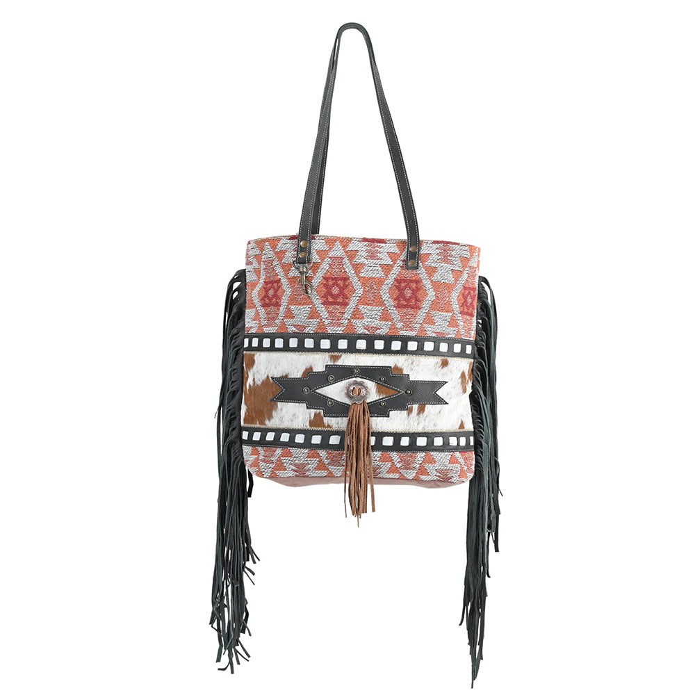 OHLAY OHV301 TOTE Upcycled Wool Canvas Hair-on Genuine Leather women bag western handbag purse