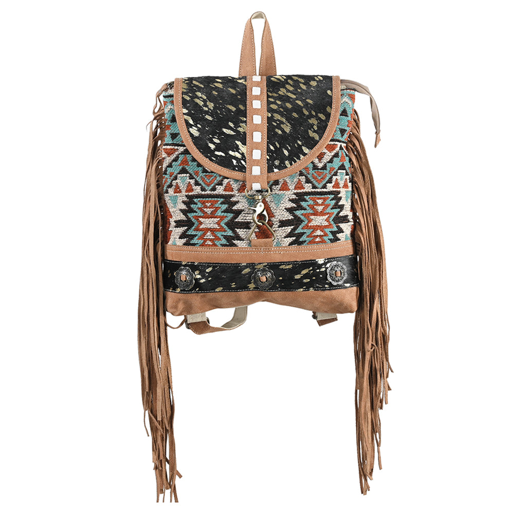 OHLAY Backpack Upcycled Wool Canvas Hair-On Genuine Leather Women Bag Western Handbag Purse | for Womens Summer