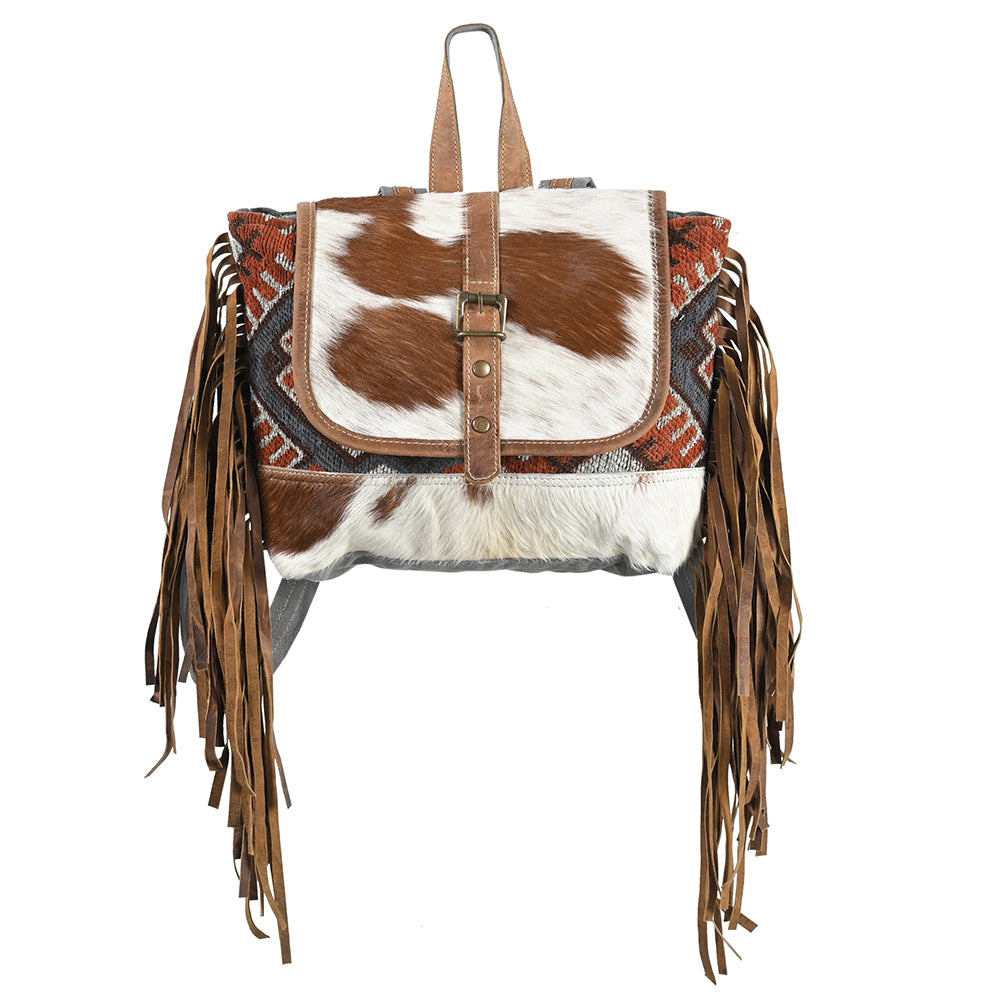 OHLAY Backpack Upcycled Wool Canvas Hair-On Genuine Leather Women Bag Western Handbag Purse | for Womens Summer