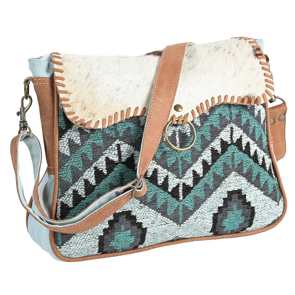 OHLAY Cross Body Upcycled Wool Canvas Hair-On Genuine Leather Women Bag Western Handbag Purse Womens Handbags Belt for Summer