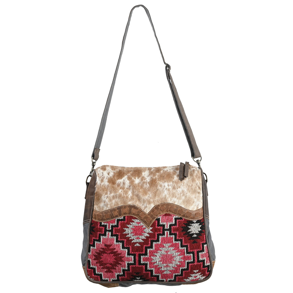 OHLAY Cross Body Upcycled Wool Canvas Hair-On Genuine Leather Women Bag Western Handbag Purse Womens Handbags Belt for Summer