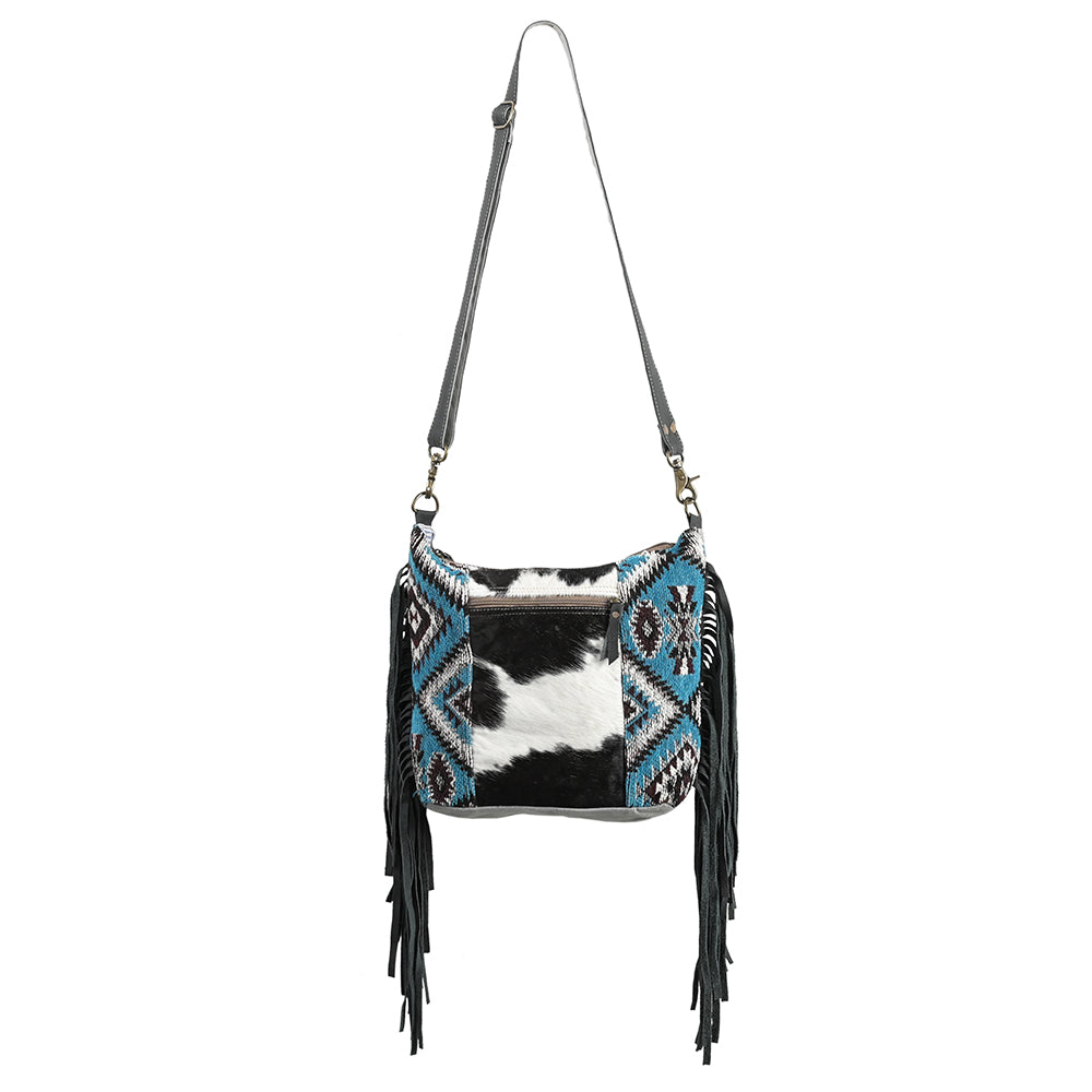 OHLAY Cross Body Upcycled Wool Canvas Hair-On Genuine Leather Women Bag Western Handbag Purse Womens Handbags Belt for Summer