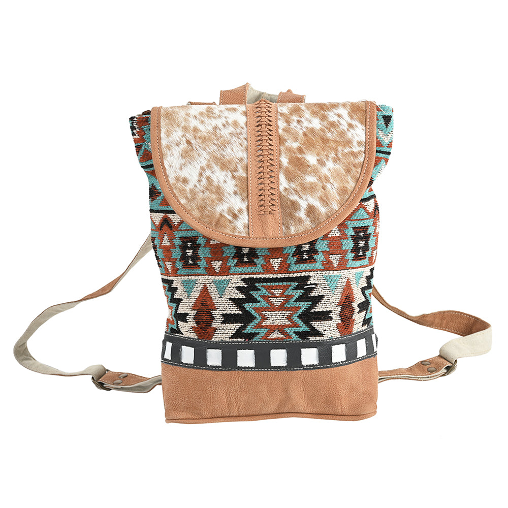 OHLAY Backpack Upcycled Wool Canvas Hair-On Genuine Leather Women Bag Western Handbag Purse | for Womens Summer