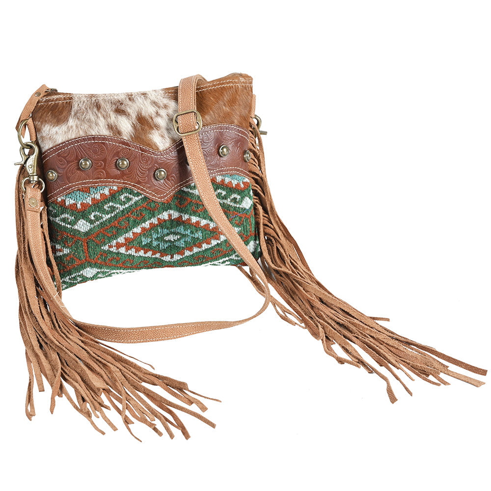 Ohlay Bags OHV366 Cross Body Ii Upcycled Wool Embossed Hair-On Genuine Leather Women Bag Western Handbag Purse