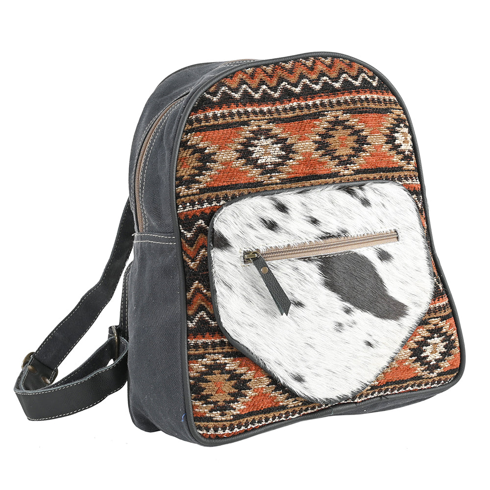 OHLAY Backpack Upcycled Wool Canvas Hair-On Genuine Leather Women Bag Western Handbag Purse | for Womens Summer