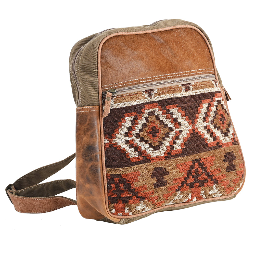 OHLAY OHV375 Backpack Upcycled Wool Canvas Hair-On Genuine Leather women bag western handbag purse