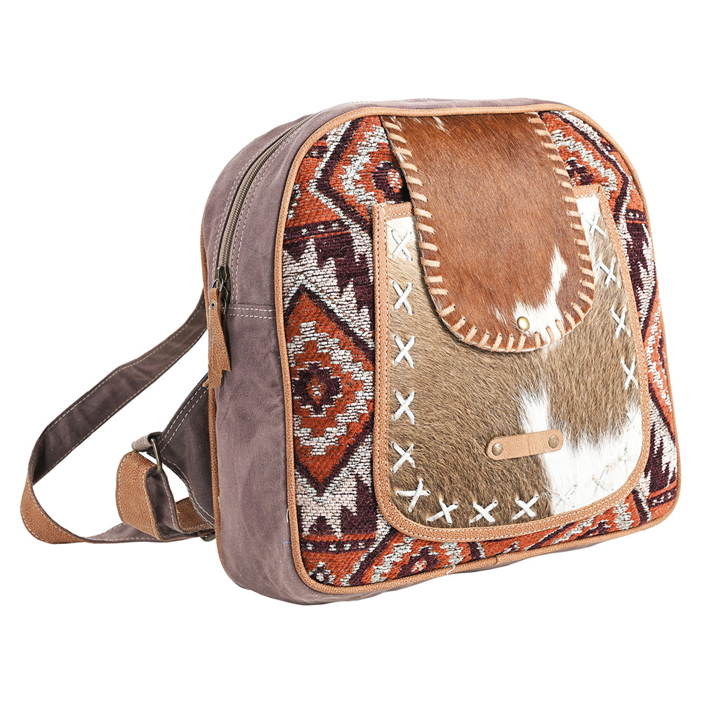 OHLAY OHV380 Backpack Upcycled Wool Canvas Hair-On Genuine Leather women bag western handbag purse