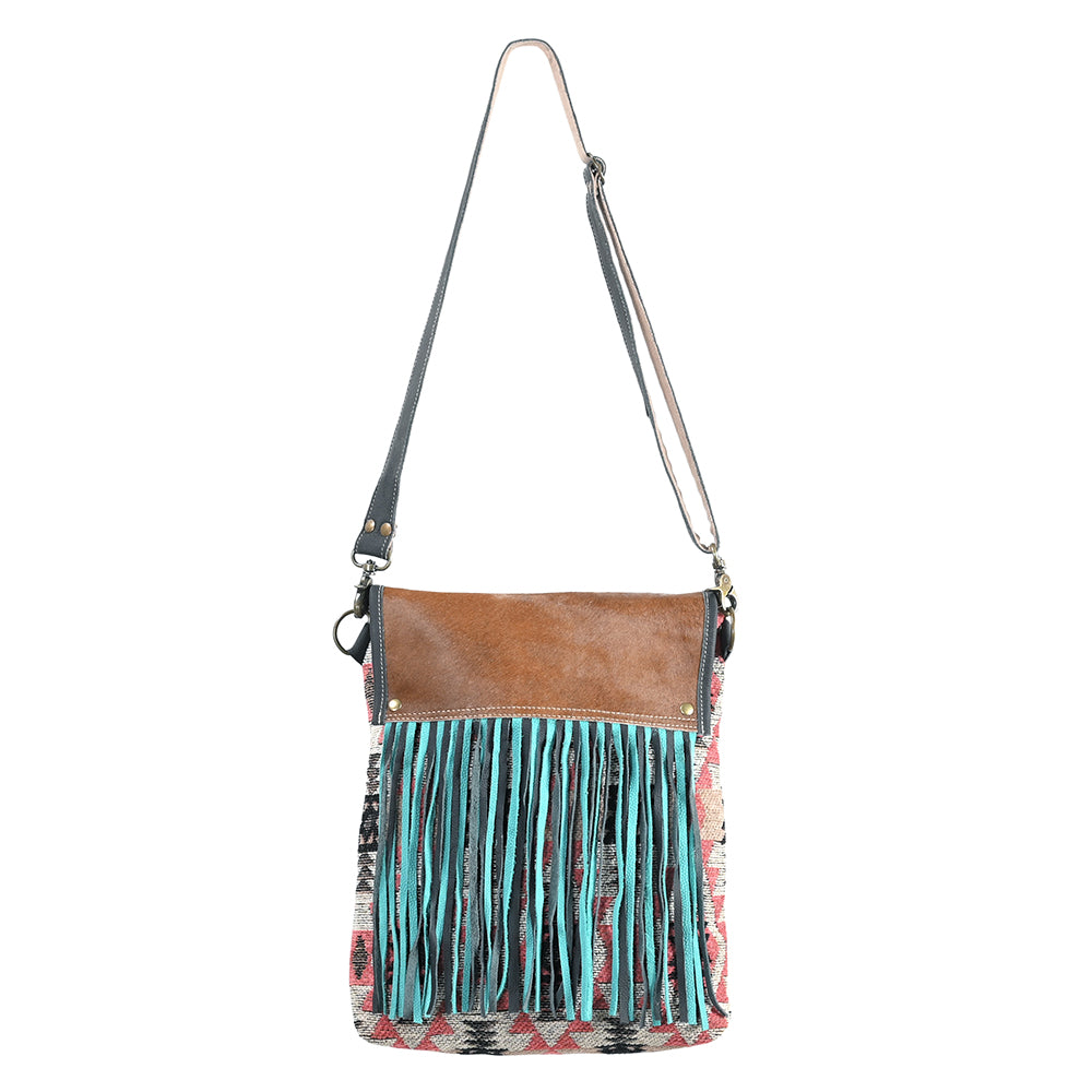 OHLAY OHV382 Cross Body Upcycled Wool Canvas Hair-On Genuine Leather women bag western handbag purse