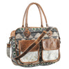 Ohlay Bags OHV386 Briefcase Upcycled Wool Canvas Hair-On Genuine Leather Women Bag Western Handbag