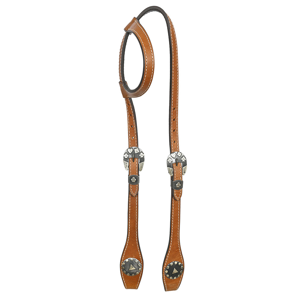 Hilason Western Horse Genuine Leather One Ear Headstall Bridle Engraved GS Concho Chestnut