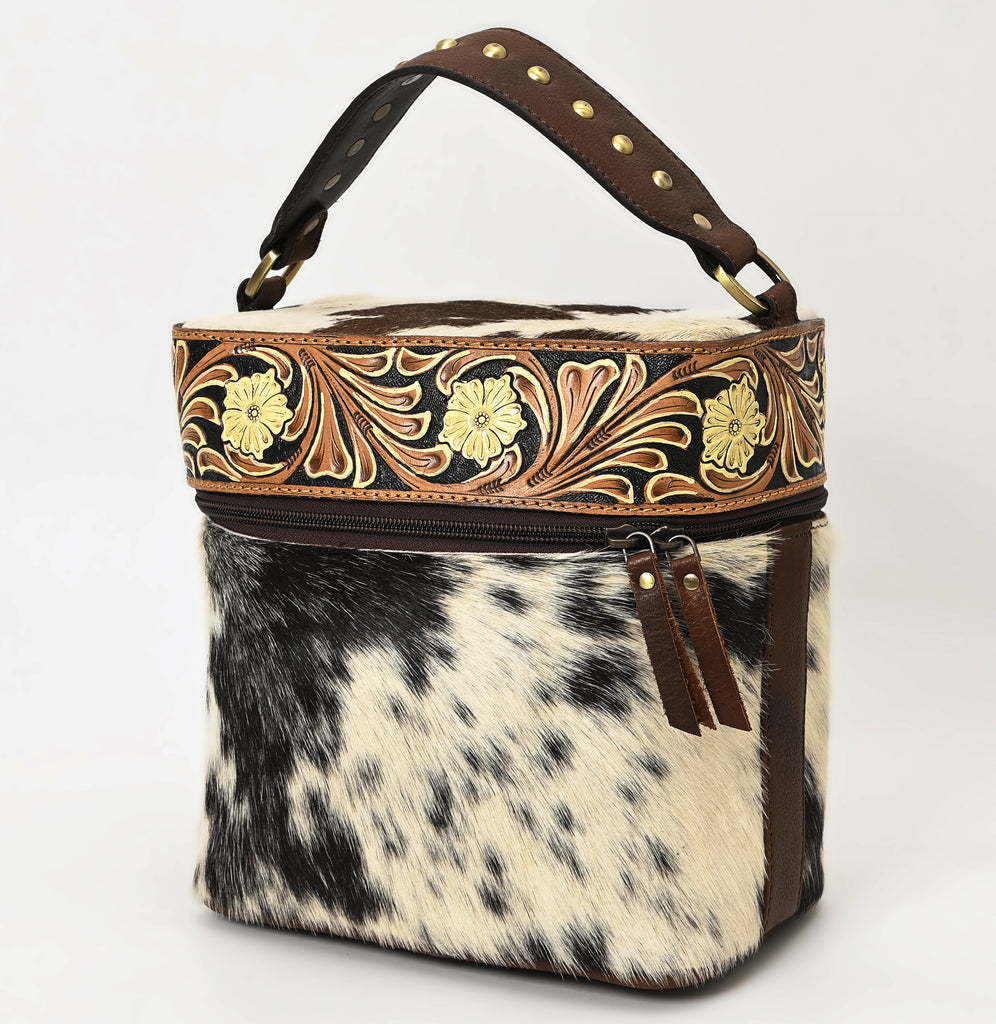 American Darling Jewelry Case Hand Tooled Hair-On Genuine Leather Women Bag Western Handbag Purse